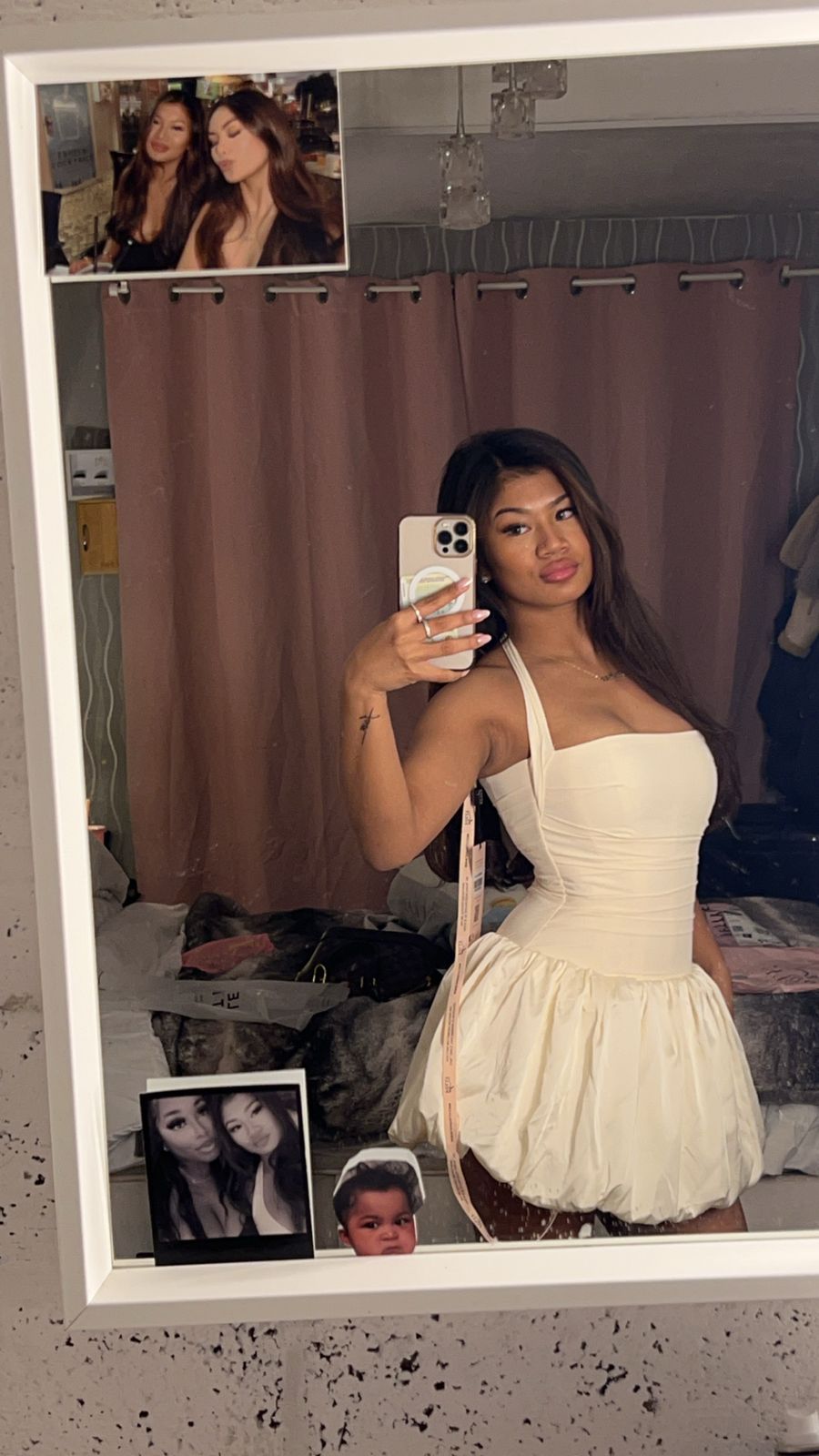 halterneck lace-up bubble hem corset micro mini dress in ivory Ludmila Halterneck Lace-Up Bubble Hem Corset Micro Mini Dress in Ivory