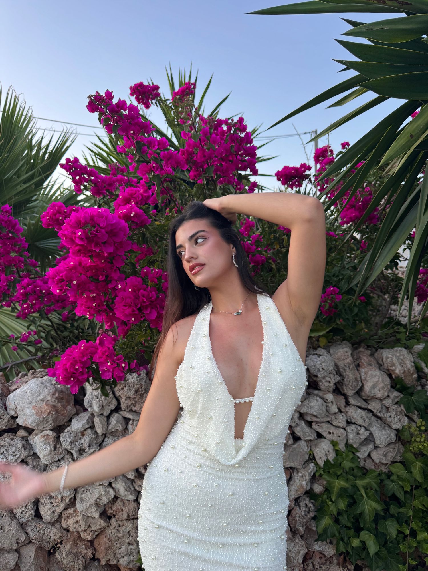 Melina Asymmetric Strapless Fishtail Maxi Dress in Ivory | Oh Polly
