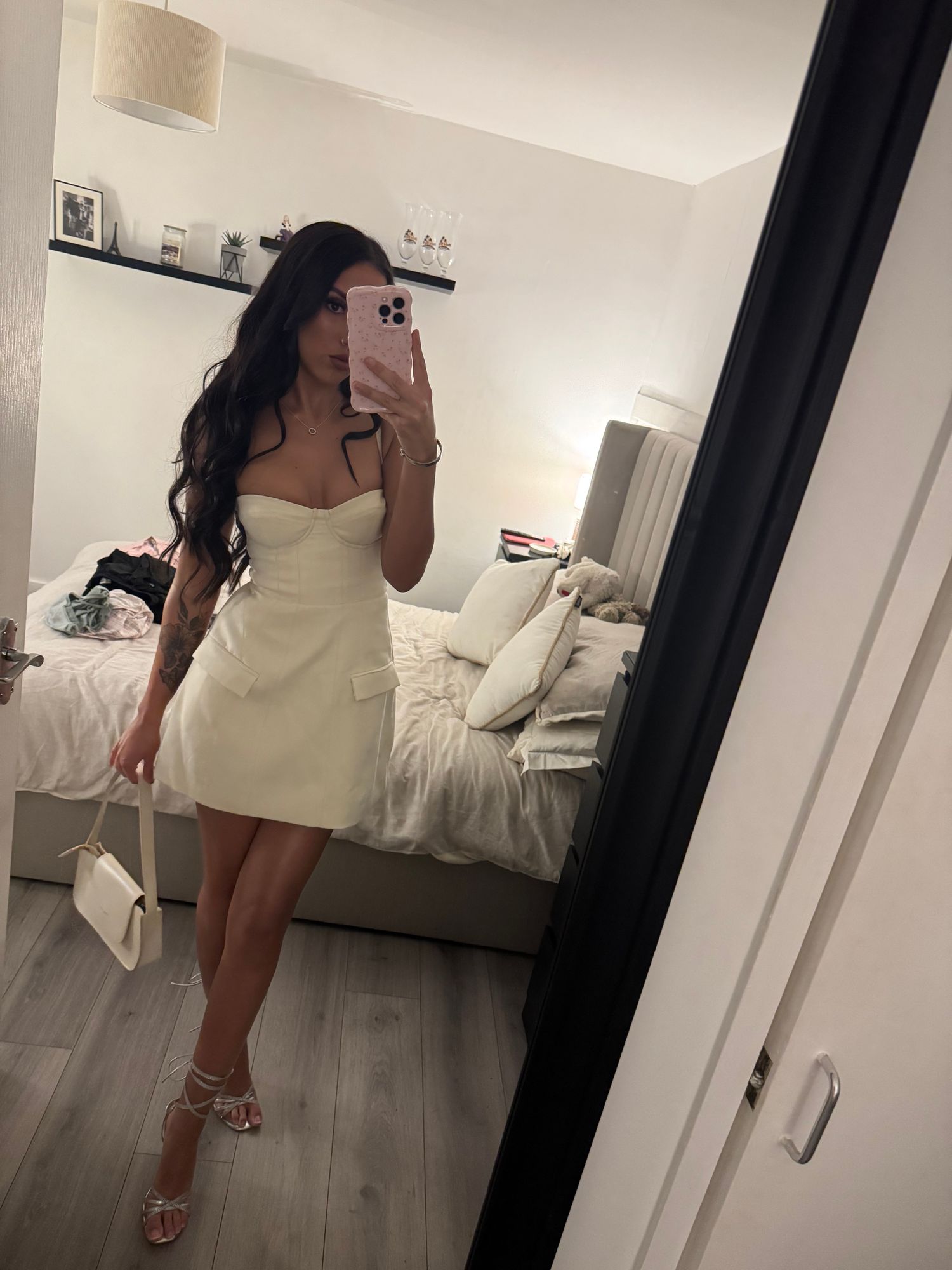 Arta Strapless Structured Tulip Mini Dress in Black | Oh Polly