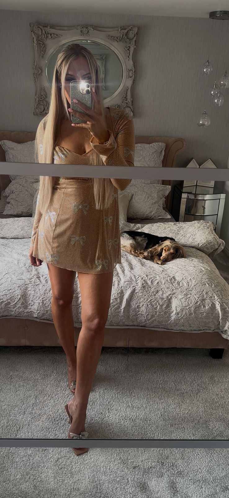 oh polly a line mini dress Embellished Structured A-Line Mini Dress in White - 2 main image 0