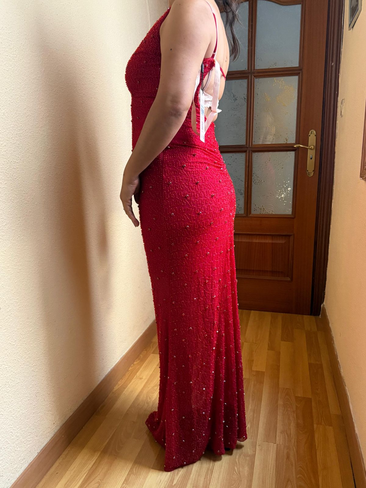 Colmar Embellished Plunge Neck Evening Gown in Red | Oh Polly Colmar Embellished Plunge Neck Evening Gown in Red | Oh Polly