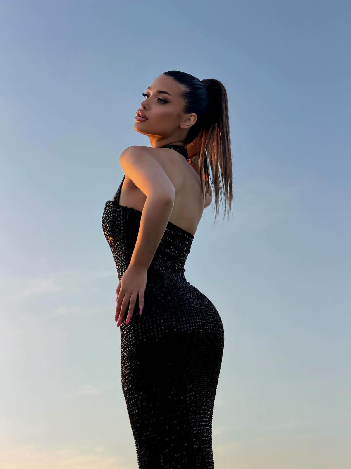 oh polly black halter dress Sansel Embellished Halterneck Gown in long formal long black halter dress