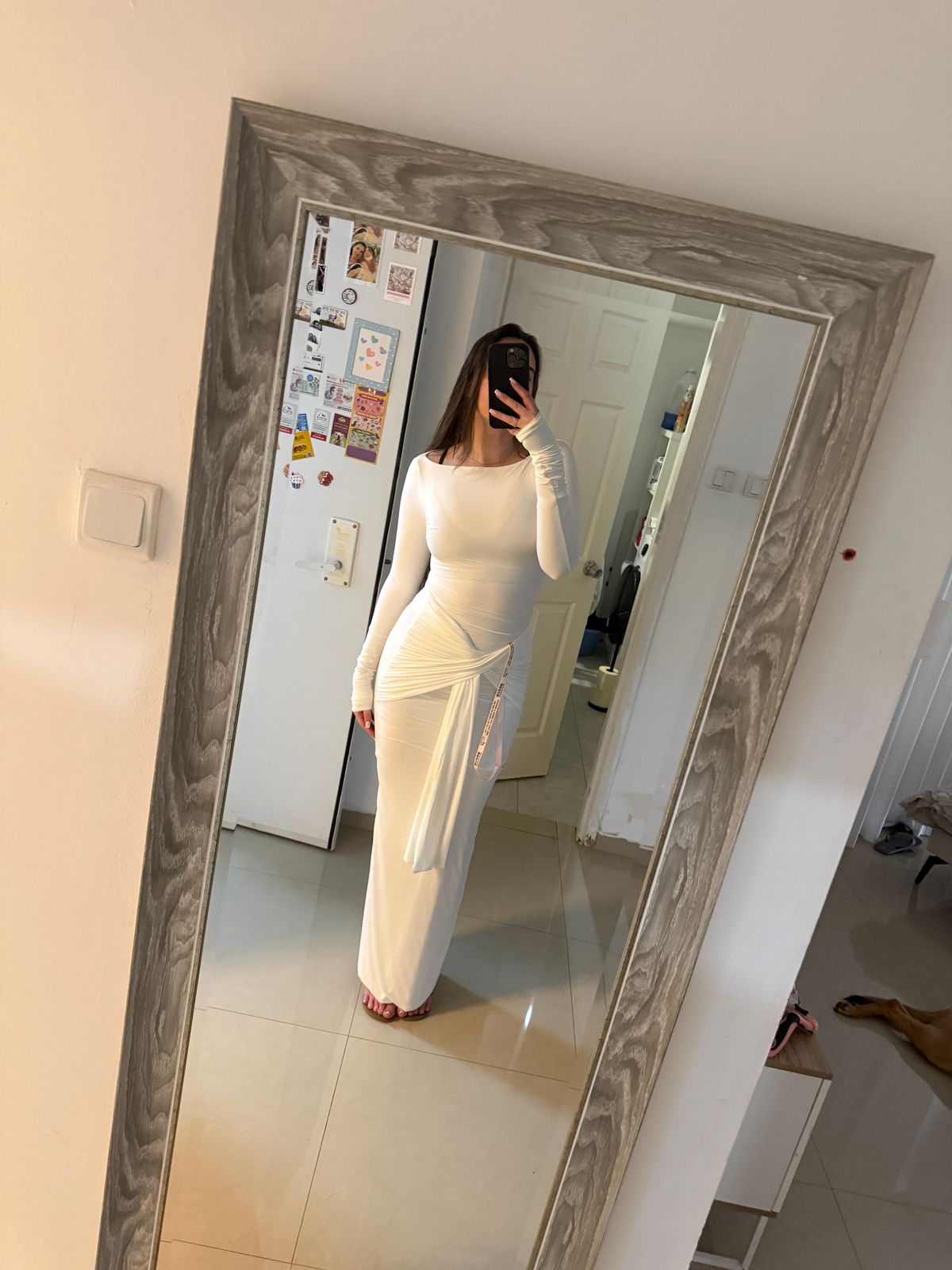 plus black long sleeve dress Long Sleeve High Slit Black Plus Size Maxi Dress main image 0