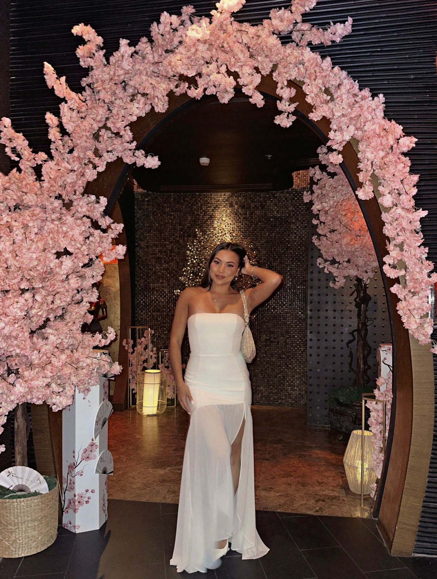 Melina Asymmetric Strapless Fishtail Maxi Dress in Ivory | Oh Polly