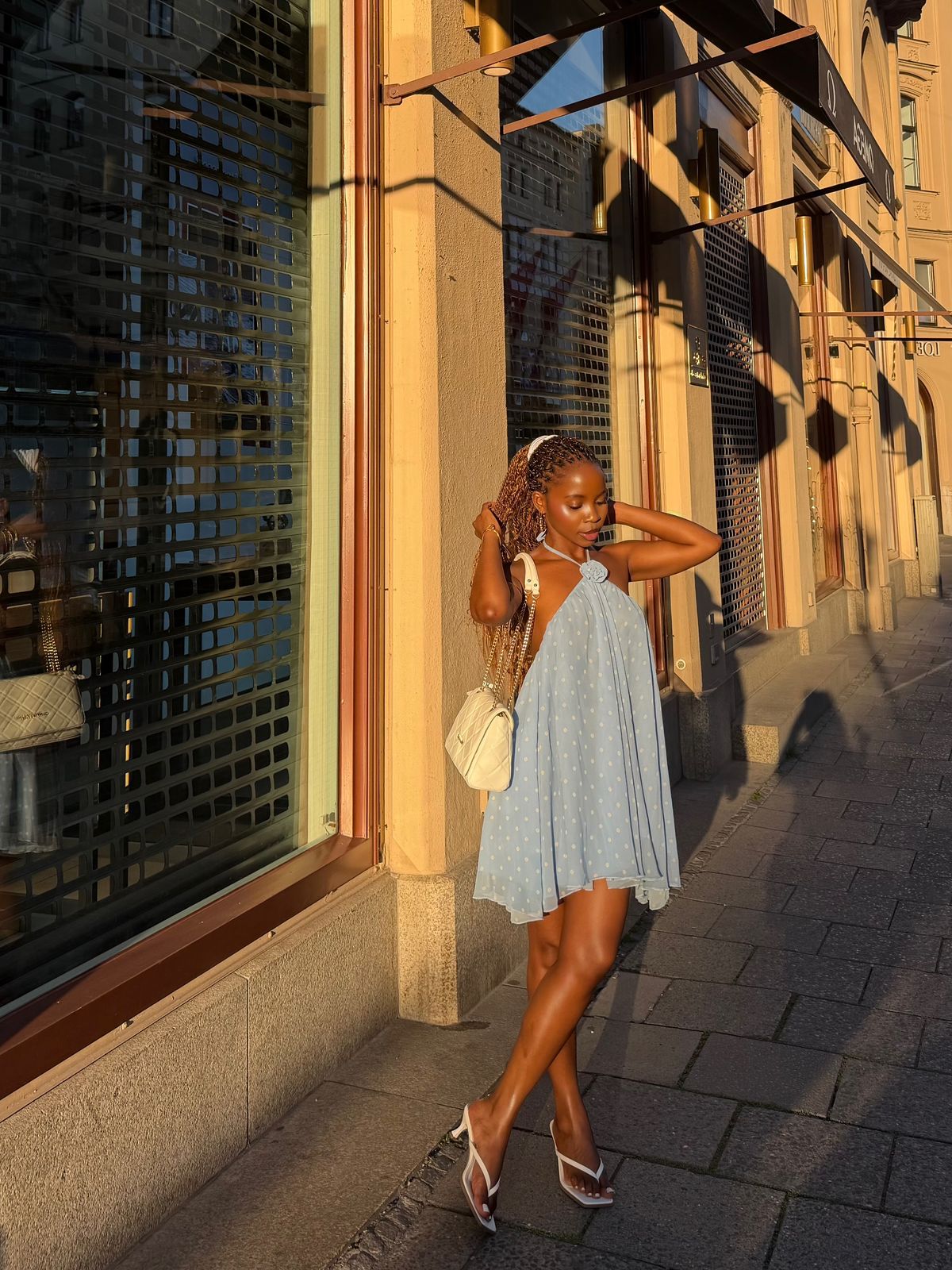 babydoll ivory chiffon halter mini dress House of CB Babydoll Ivory Chiffon Halter Dress Size L ( Plus Cup)
