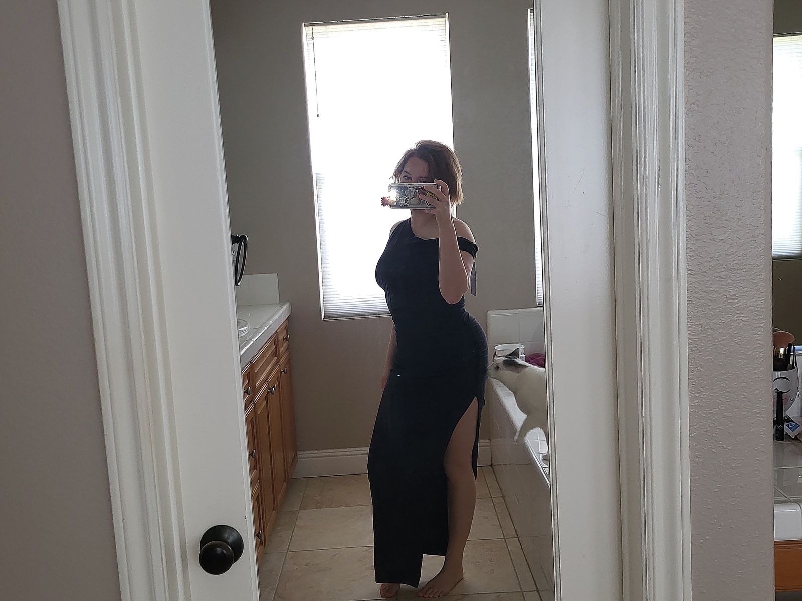 Akeeva Ruched Asymmetric One-Shoulder Maxi Dress in Black | Oh Polly