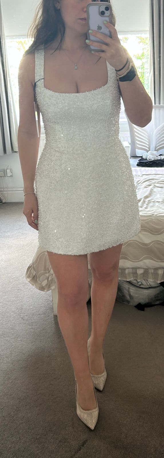 Dominique Embellished Structured A-Line Mini Dress in White | Oh Polly Dominique Embellished Structured A-Line Mini Dress in White | Oh Polly