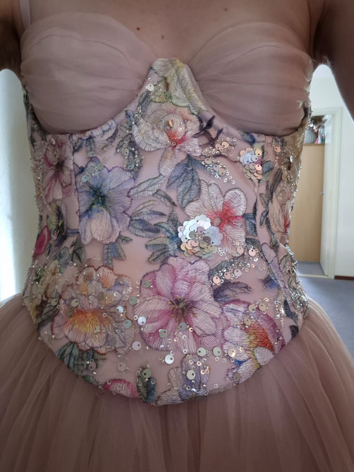 Embellished Lace-Up Cupless Corset in Floral Pink Oh Polly Size 6 Elia Embellished Lace-Up Corset in Floral Pink | Oh Polly main image 2