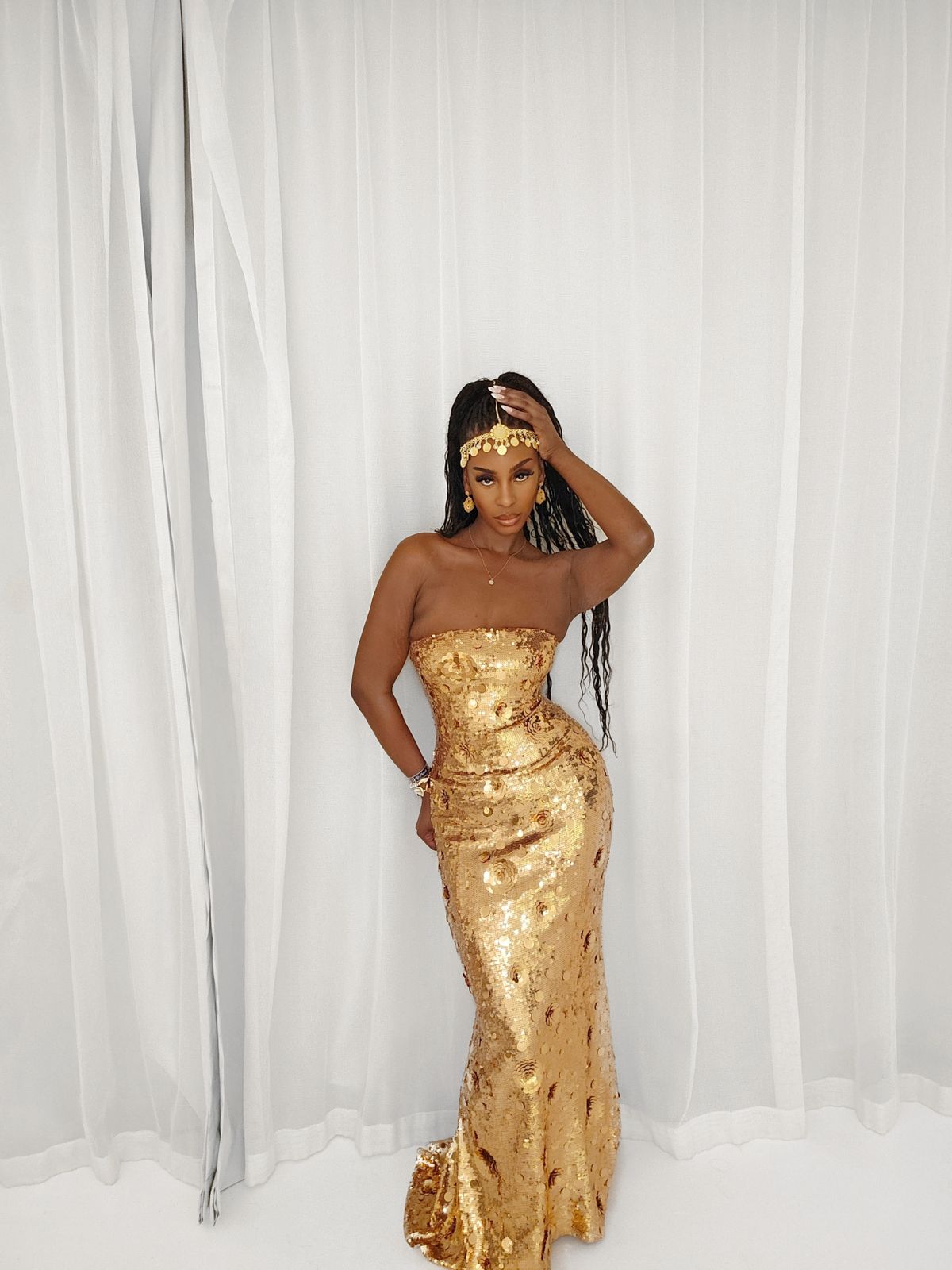 green emerald velvet dress Gold Long Strapless Stretch Satin Dress With Sweetheart Neck main image 1