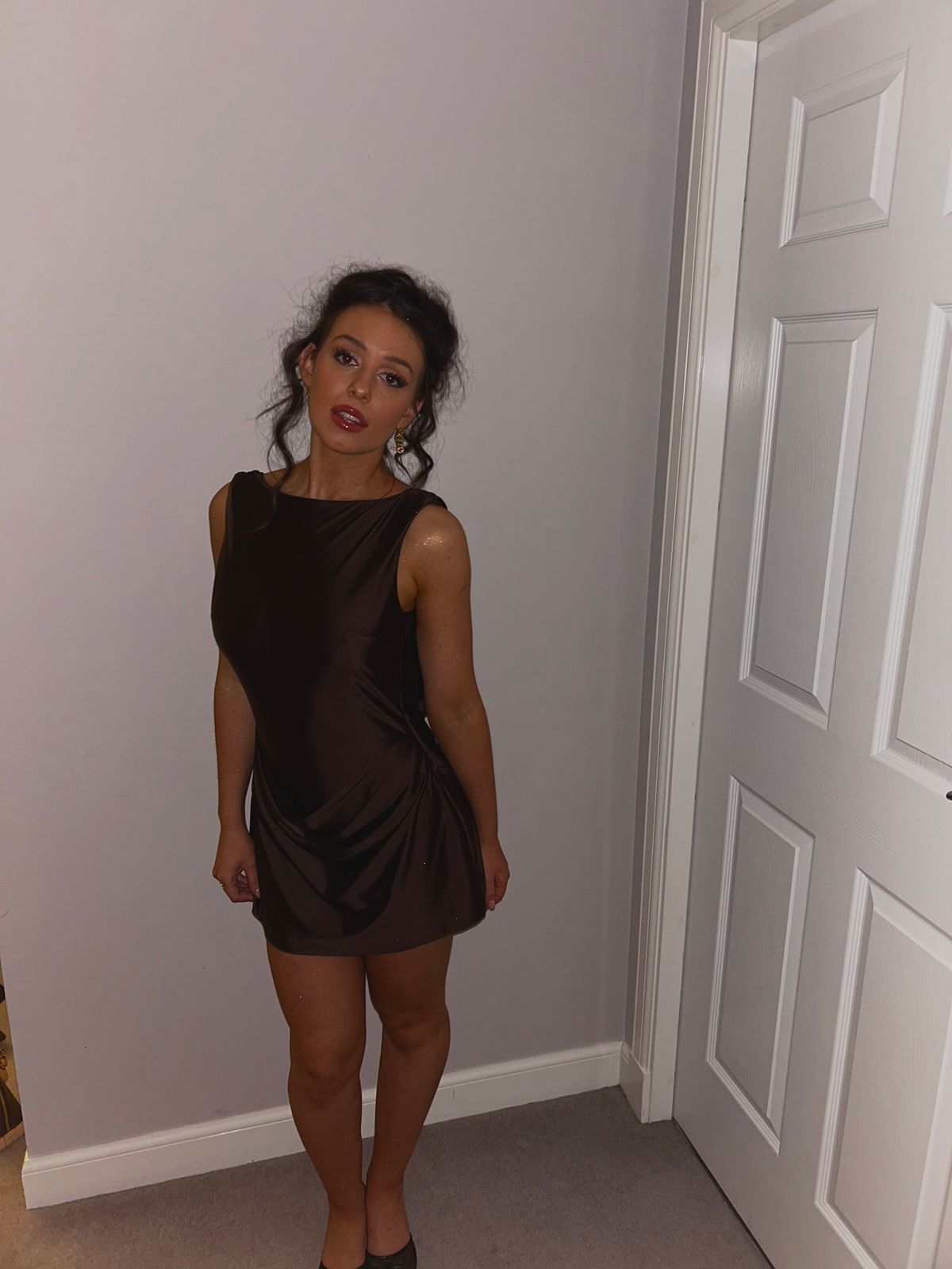 Monnie Draped Open-Back A-Line Mini Dress in Chocolate Brown | Oh Polly Monnie Draped Open-Back A-Line Mini Dress in Chocolate Brown | Oh Polly