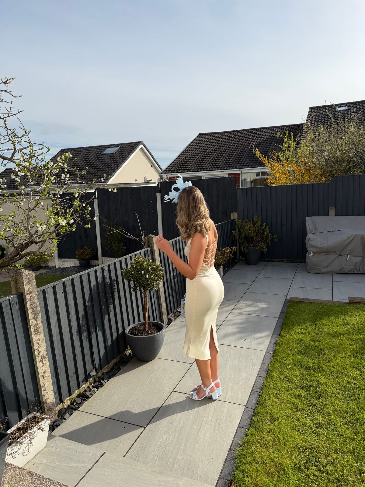 Navi Modal Lace-Trim Midaxi Dress in Ivory | Oh Polly