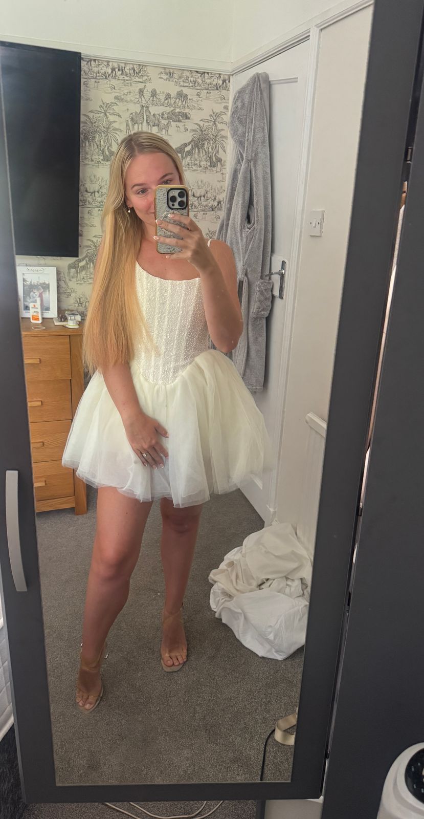 embellished corset tulle skirt mini dress Embellished Corset Tulle Skirt Mini Dress in White - 6