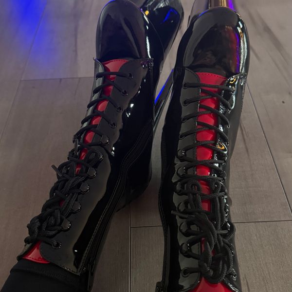 NWT Pingree Black Leather Lace-Up Boots with Red Accents Bugatti Deisgner Mens Black & Red Lace Up Zip Boots main image 3