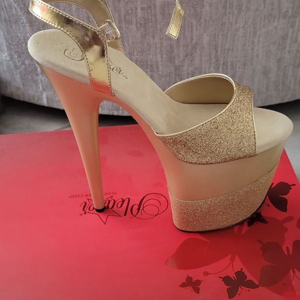 Pleaser Flamingo-809-2 G Sandali Con Tacco E Plateau, Colore Oro Glitter, Donna, Taglia 4 UK - 3