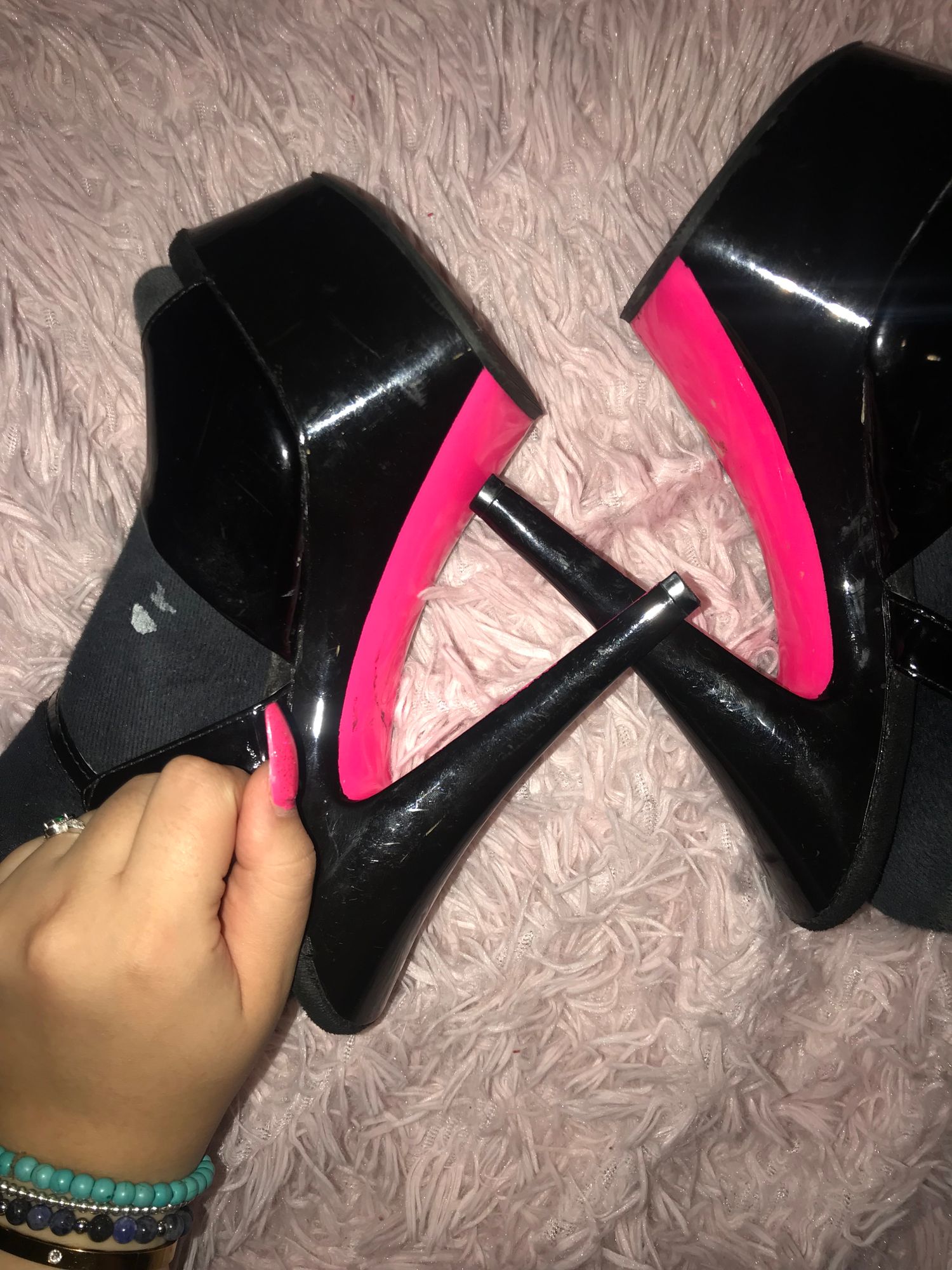 Pleaser Women's KISS-209 Platform Sandal - 6 Inch Spike Heel, Baby Pink, Ankle Strap, Size 7 B(M) US