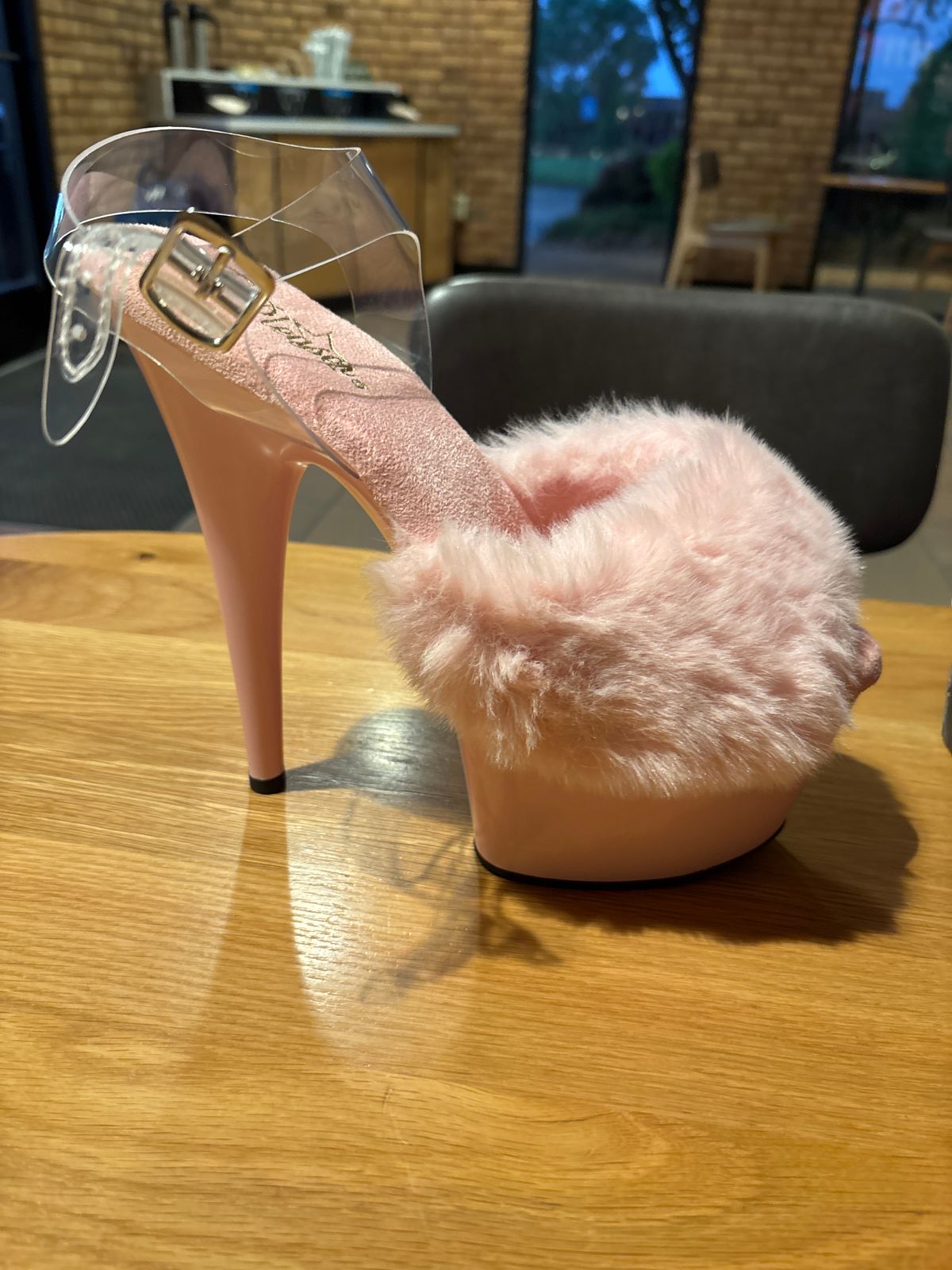 Pink Fur High Heels Adore-708FUR Fluffy Faux Fur Ankle Strap