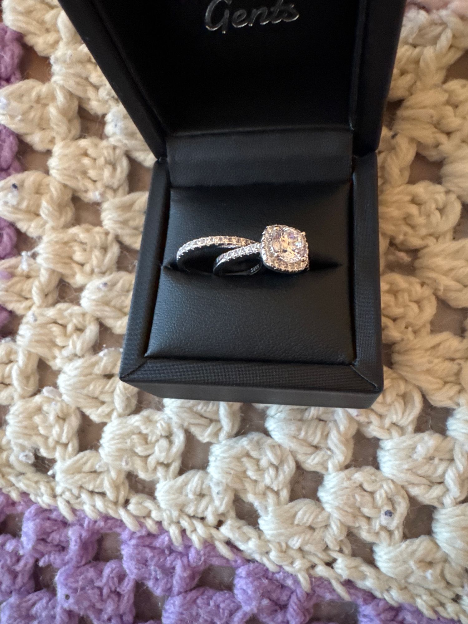 The Evermore Cushion Halo Engagement Ring Set Modern Gents