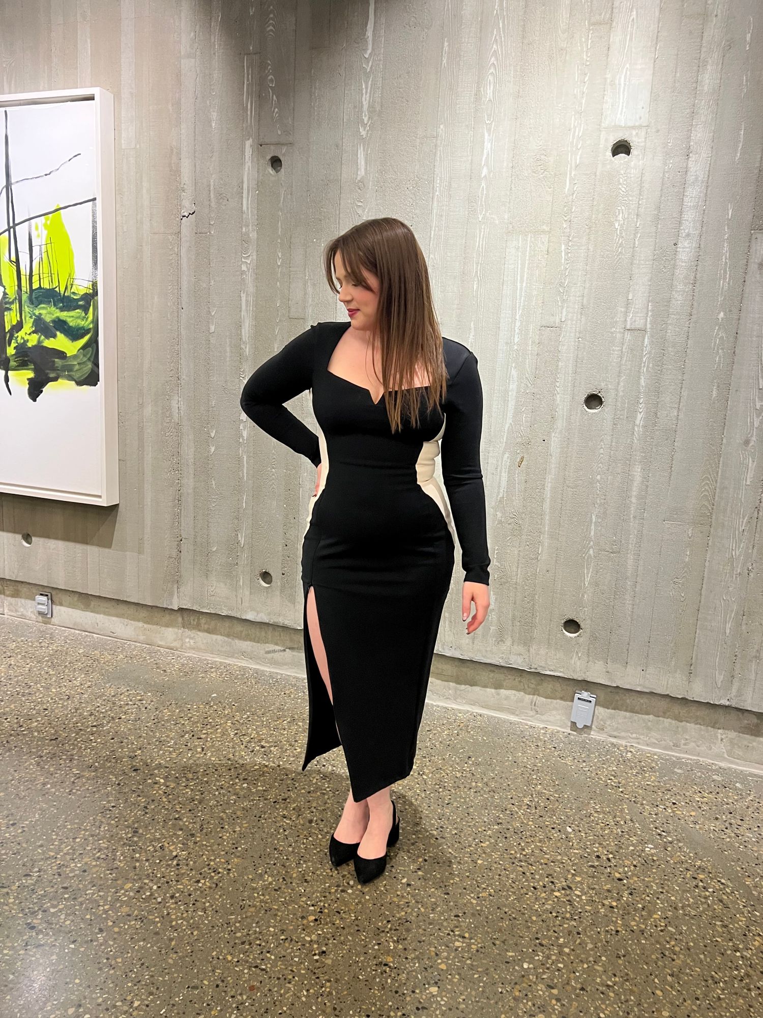 knee length dresses for ladies Sexy Women Mermaid Black Evening Dresses Long Sleeve Gold Lace Applique - main image 0
