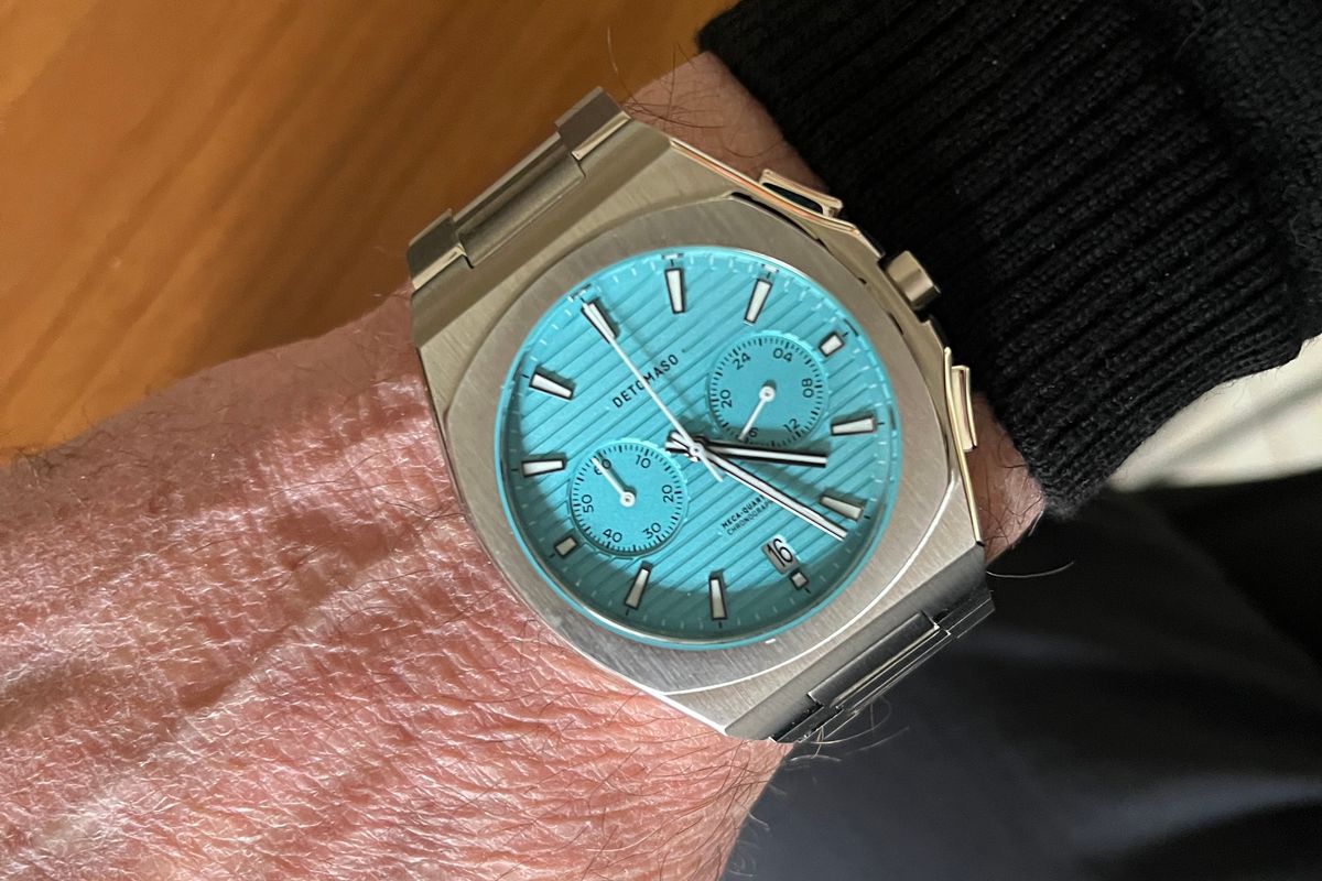 DeTomaso VOLTRE Chrono First Edition Blue Orange Orologio da polso da uomo, analogico, al quarzo, maglia milanese, blu