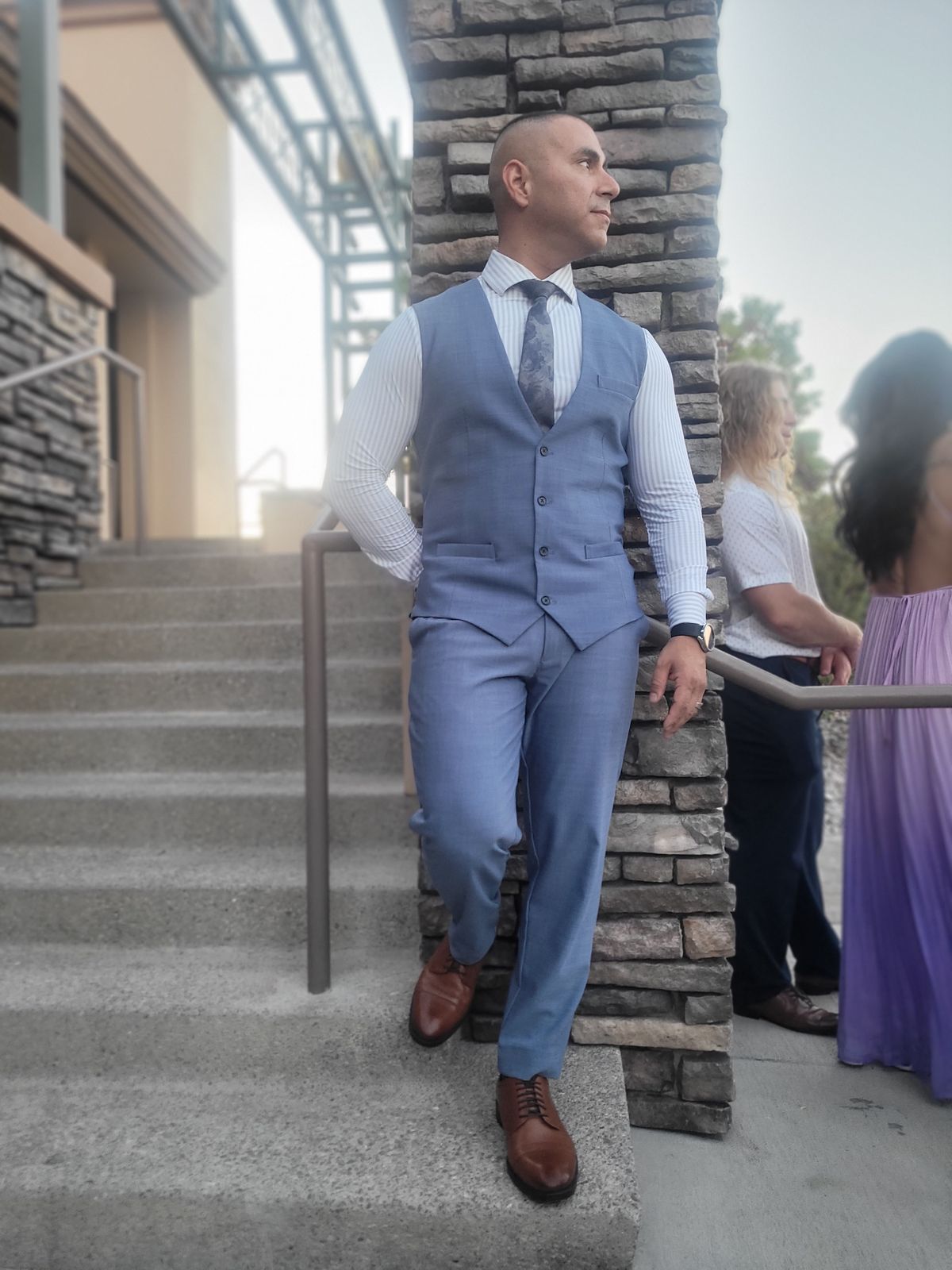 Gray Suit Vest Teal Shirt Grey Vest Perry Ellis Men's XL Travel