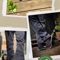 Three photos showing black toe shoes with individual toe compartments being worn with jeans on wooden decking, with a green #1 award ribbon in the corner