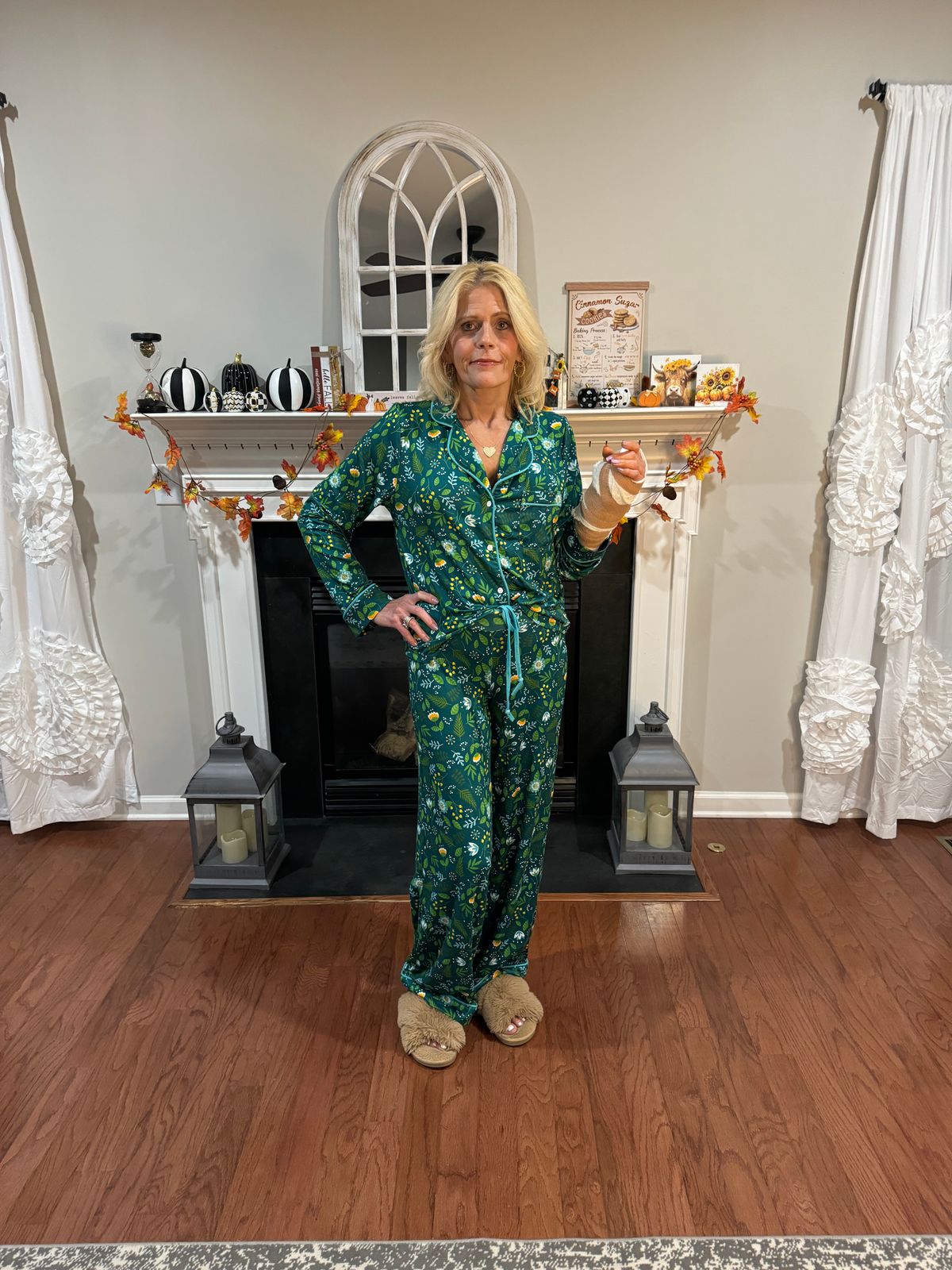 Segone Women's Tie Dye Pajama Set – 2-Piece Long Sleeve Top & Sweatpants With Pockets (Green)