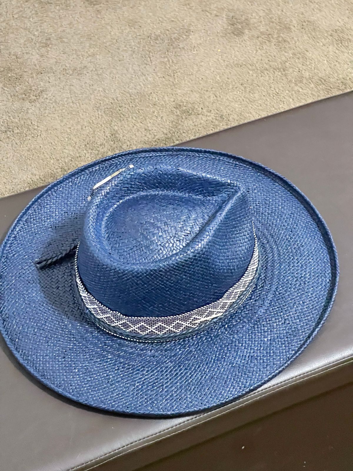 RM Poolside Sun Hat Embroidered Open Weave Turquoise Wide Brim Cap Cruise Travel Big Ass Travel Sun Hat - Packable Wide Brim Straw – Cha  main image 2