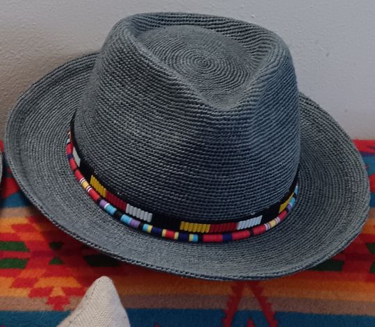 Sicily | Mens Ocean Crocheted Raffia Straw Fedora Hat with  display picture 3
