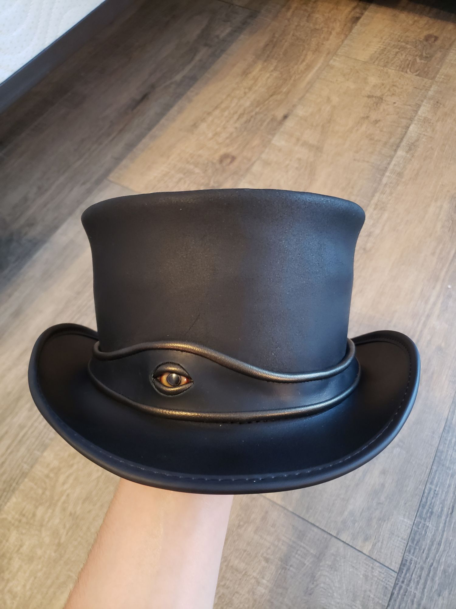 Women\'s Black Leather Top Hat, American Hat Makers, El Dorado, SR2 Hat Band El Dorado SR2 Band Leather Top Hat AMERICAN HAT | Henri  main image 2
