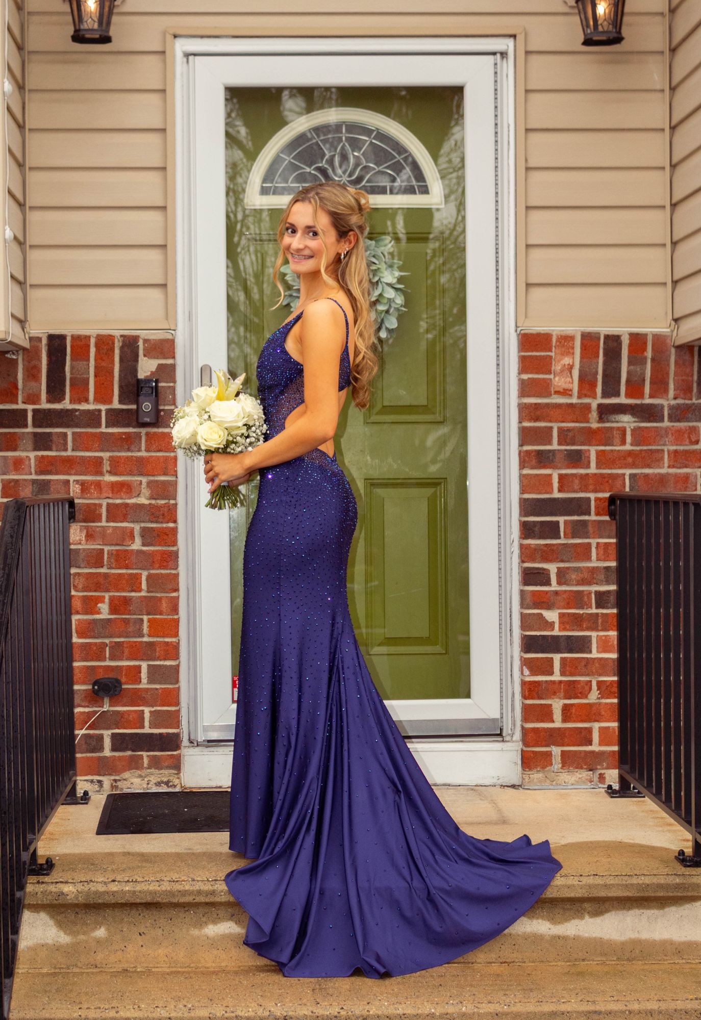 faviana open back dress Lace Embroidery Long Backless Faviana Prom Dress PromGirl