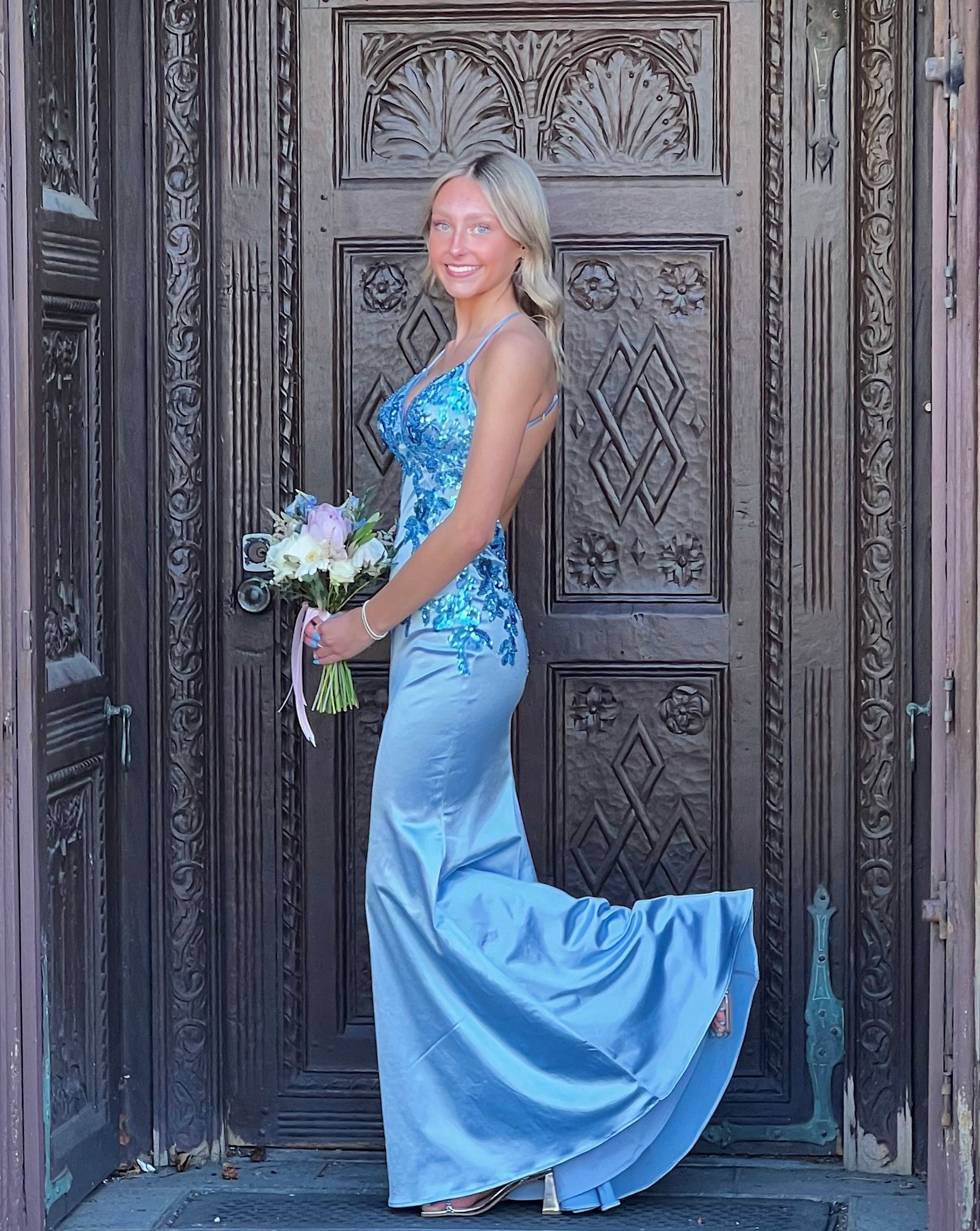 satin long dress with beaded lace appliqué Off Shoulder Beaded Lace Appliques Sleek Satin Mother of the Bride Dre –  Laxag