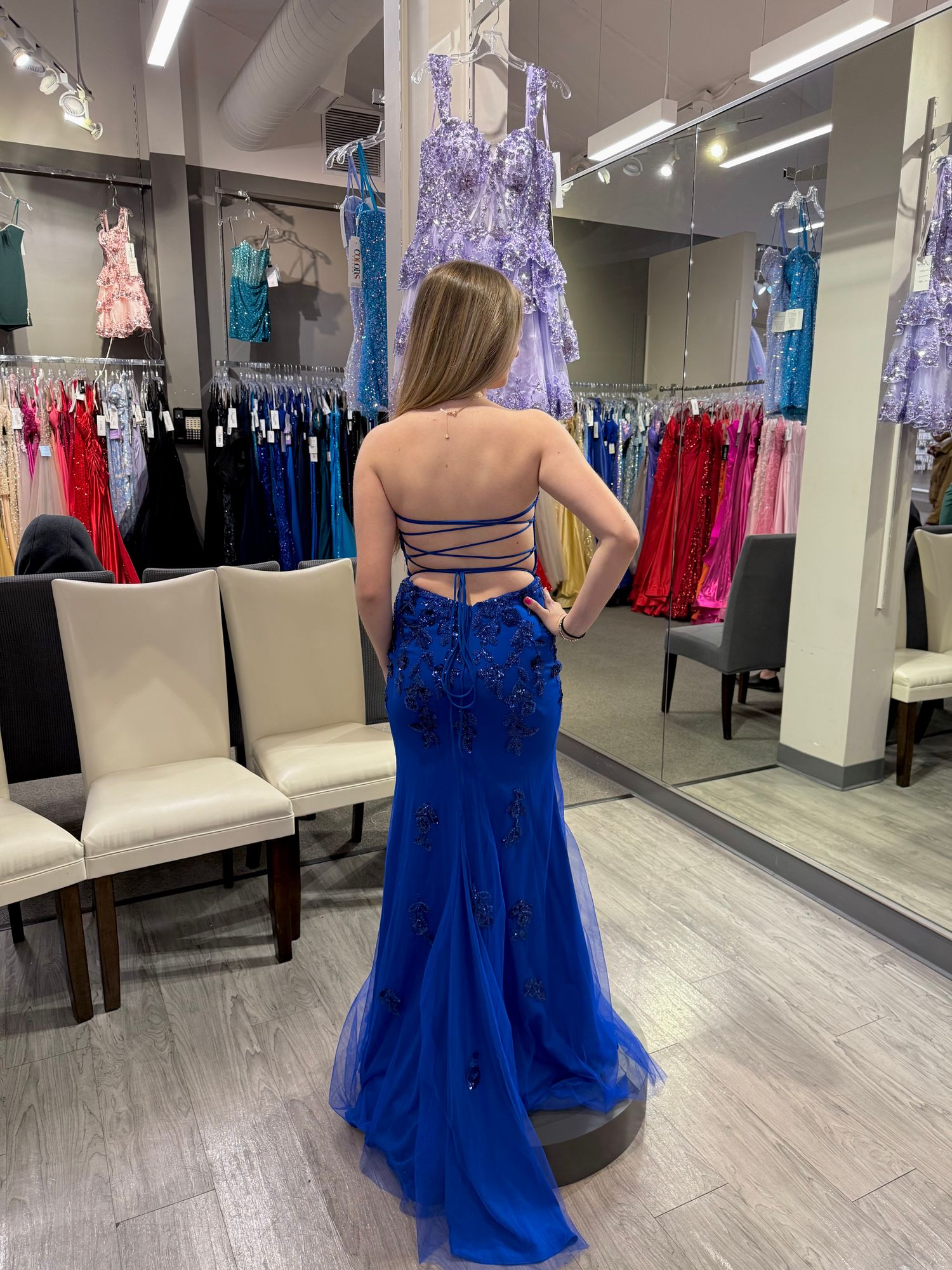 Strapless Tulle And Lace Appliqu Dress For Prom | 11004