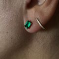 Women's Green Emerald Cut Stud Earrings