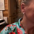 Studded Inset Hoop Earrings - Silver