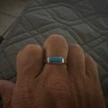 Beveled Turquoise Signet Ring Silver