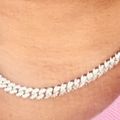 Women's Iced Out Cuban Link Chain - Silver