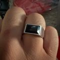 Beveled Onyx Signet Ring - Silver