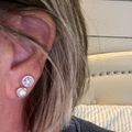 Women's Bezeled Pearl Stud Earrings - Silver