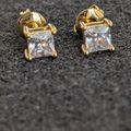 Women's Princess Cut Stud Earrings - Gold