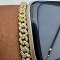 Women's Iced Out Cuban Set - Gold