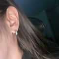 Emerald Cut Inset Hoop Earrings - Silver