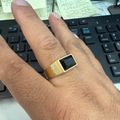Beveled Onyx Signet Ring - Gold