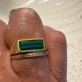 Womens Beveled Malachite Signet Ring