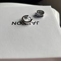 Women's Blue Emerald Cut Inset Hoop Earrings