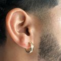 Emerald Cut Inset Hoop Earrings - Silver