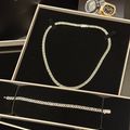 Women's Iced Out Cuban Set - Silver