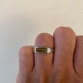 Beveled Tiger's Eye Signet Ring - Silver