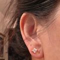 Women's Princess Cut Stud Earrings - Gold