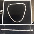 Women's Iced Out Cuban Set - Silver