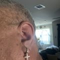 Hanging Studded Cross Earring